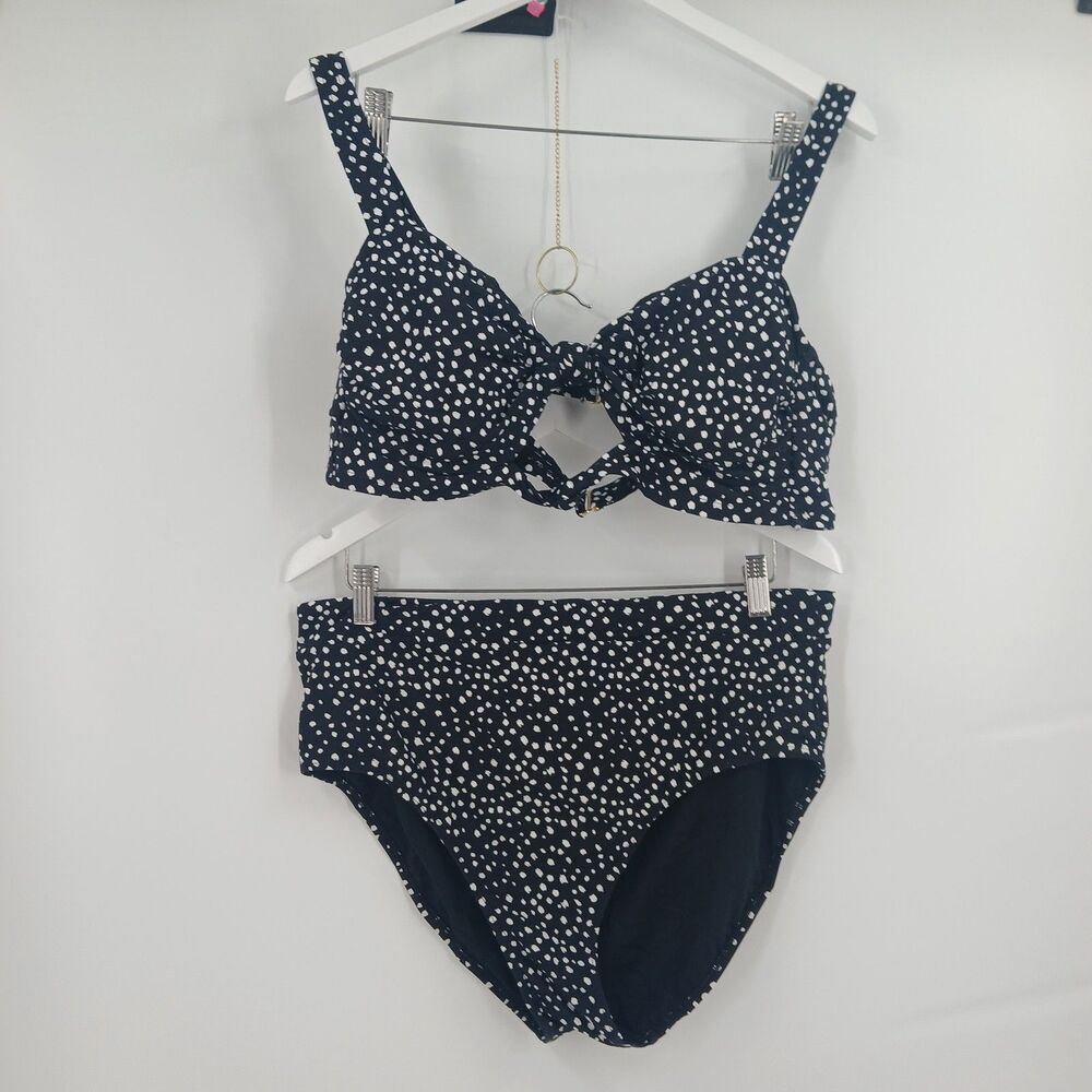 womens plus size 1X time and tru black and white bikini high waisted 16w-18w